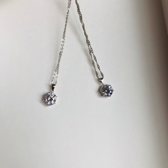 2carats Solitaire Cut necklace Silver - Picture 4 of 5